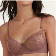 NWT ThirdLove Eyelet Lace Balconette Bra Size 40E 40DD Mocha