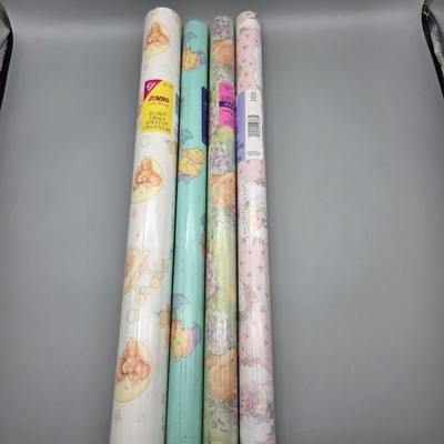 VTG Ambassador Gift Wrap Wrapping Paper Rolls Baby Shower Wedding Bunnies 1990's