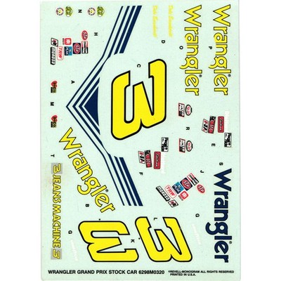 Revell Monogram Wrangler #3 NASCAR Decals 1:25 Grand Prix