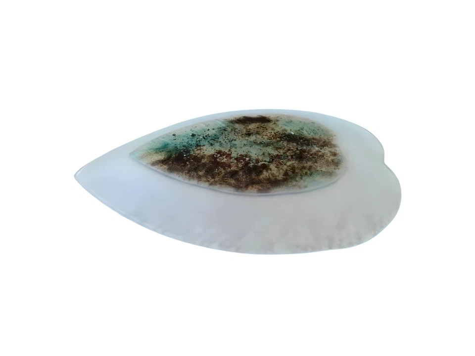 Rosenthal Studio-Line Frosted Art Glass Leaf Platter 15" MCM Multicolor - Image 4 of 4