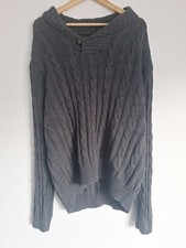 John Bartlett Consensus Mens Grey XL Cable Knit Pullover Jumper Sweater V Neck