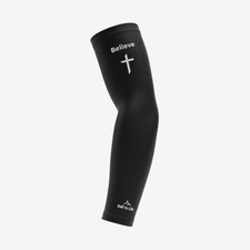 Adult Large "Believe" Ball to Life Performance Compression Arm Sleeves - Black