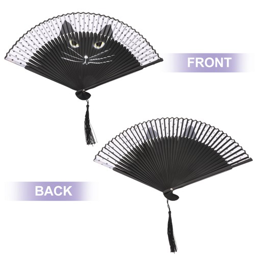 Fan Cat Design Women Cartoon Silk Folding Fans Chinese Japanese Folded ...