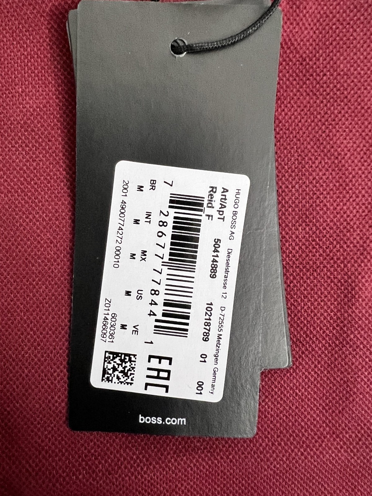 BOSS Hugo Boss Polo Shirt Mens Medium Burgundy Slim Fit Logo Casual Embroidered thumbnail 8