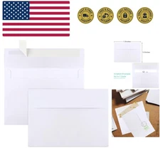 50 Packs 5x7 Envelopes, White A7 5x7 Envelopes for Invitations, Printable, Se...