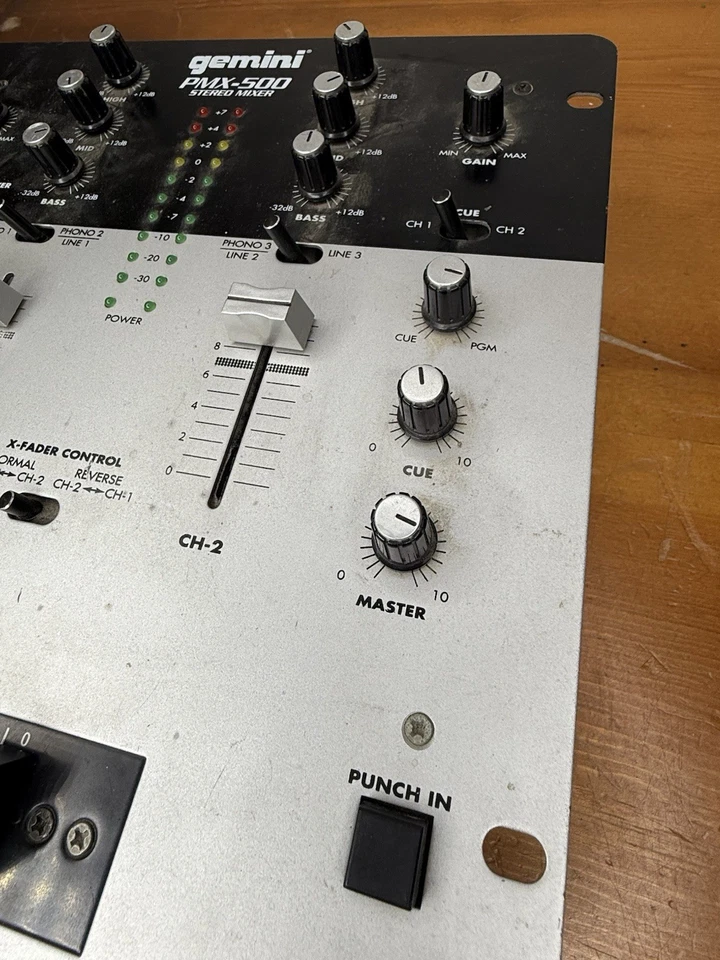 Mezclador estéreo Gemini PMX-500 raro no probado sin enchufe de alimentación ver fotos detalles Foto 3 de 4