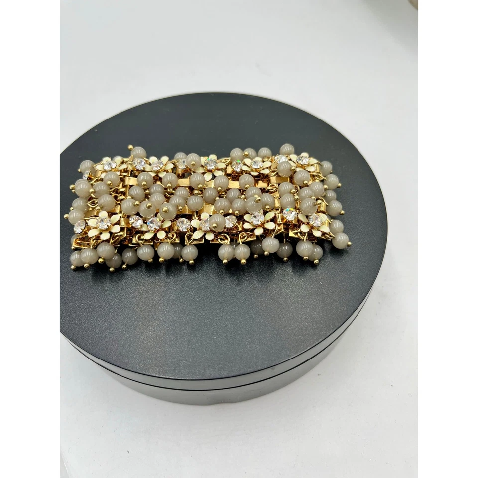 J. Pulsera Cha Cha Racimo Crew Cristal Flores Gris Lucita Cuentas Declaración Foto 4 de 4