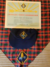 boy scout {webelos} Hat neckercheif with certificate and badge. 1970's
