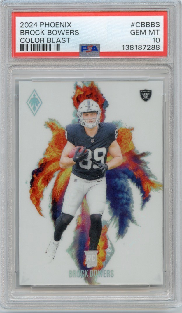 BROCK BOWERS 2024 PANINI PHOENIX COLOR BLAST ROOKIE RC SSP RAIDERS PSA 10
