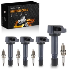 Ignition Coil Pack and Iridium Spark Plug Set of 4 For Honda Civic Petrol 06-11