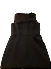 Talbots Cocktail Dress Women's Sz 6 Solid Black Lined Dress W/Front Ruffle I78