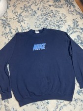 Vintage Nike Sweatshirt Mens XL Blue Crewneck White Tag 90s Made in USA Swoosh