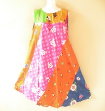 PD9 Patchwork Abstract Bohemian Peasant Boho Women Umbrella Sun Dress - M & L