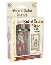 St. Joan of Arc Statue, Hand Painted Gold Leaf Accents 4", Boxed