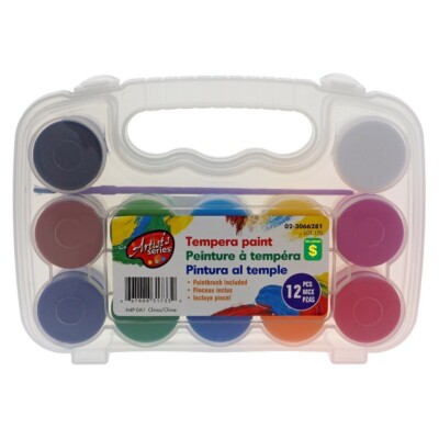 Lot of 2 ARTIST'S SERIES 12PK Tempera Paint in Plastic Case FREE SHIPPING