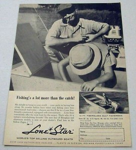 1960 Print Ad Lone Star Boats 14' Fiberglass Gulf Fisherman Grand Prairie,TX