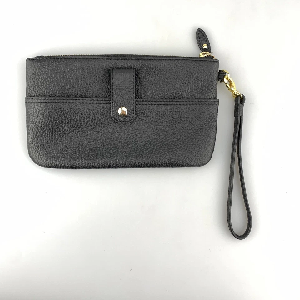 Cartera sin asas Lodis Muñequera Cuero Negro Cremallera Bolsa Cartera Diseñador Foto 2 de 4