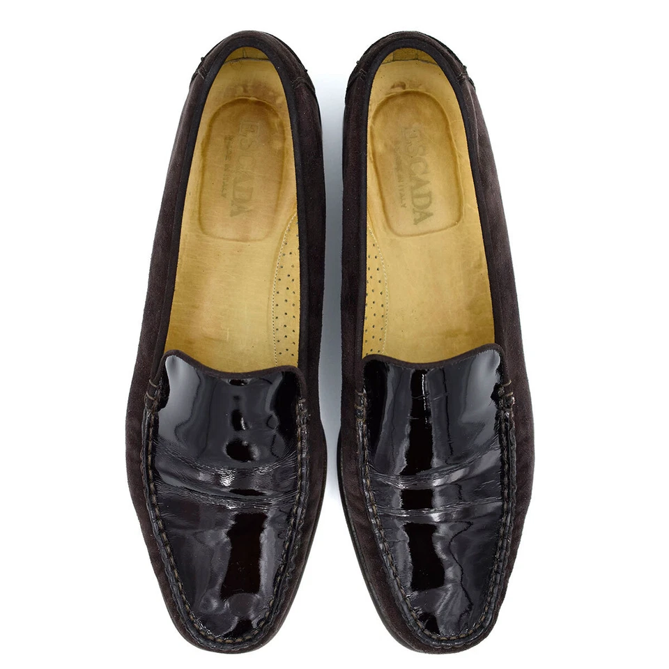 Mocasines sin cordones Escada marrón oscuro de gamuza y charol talla 9 B/39 Foto 4 de 4