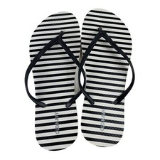 Old Navy Women's Flip Flop Sandal Black  White Striped Size 9 New Without Tag
