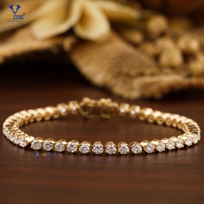 3.036 TCW Round cut Labgrown Diamond Tennis bracelet 18K Yellow Gold Labstone