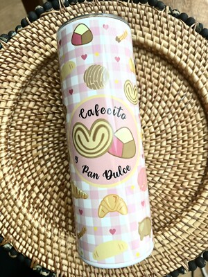 Cute  Cafecito Y Pan Dulce  Metal Tumbler 20oz Conchas, Mexican Bread Coffee Cup
