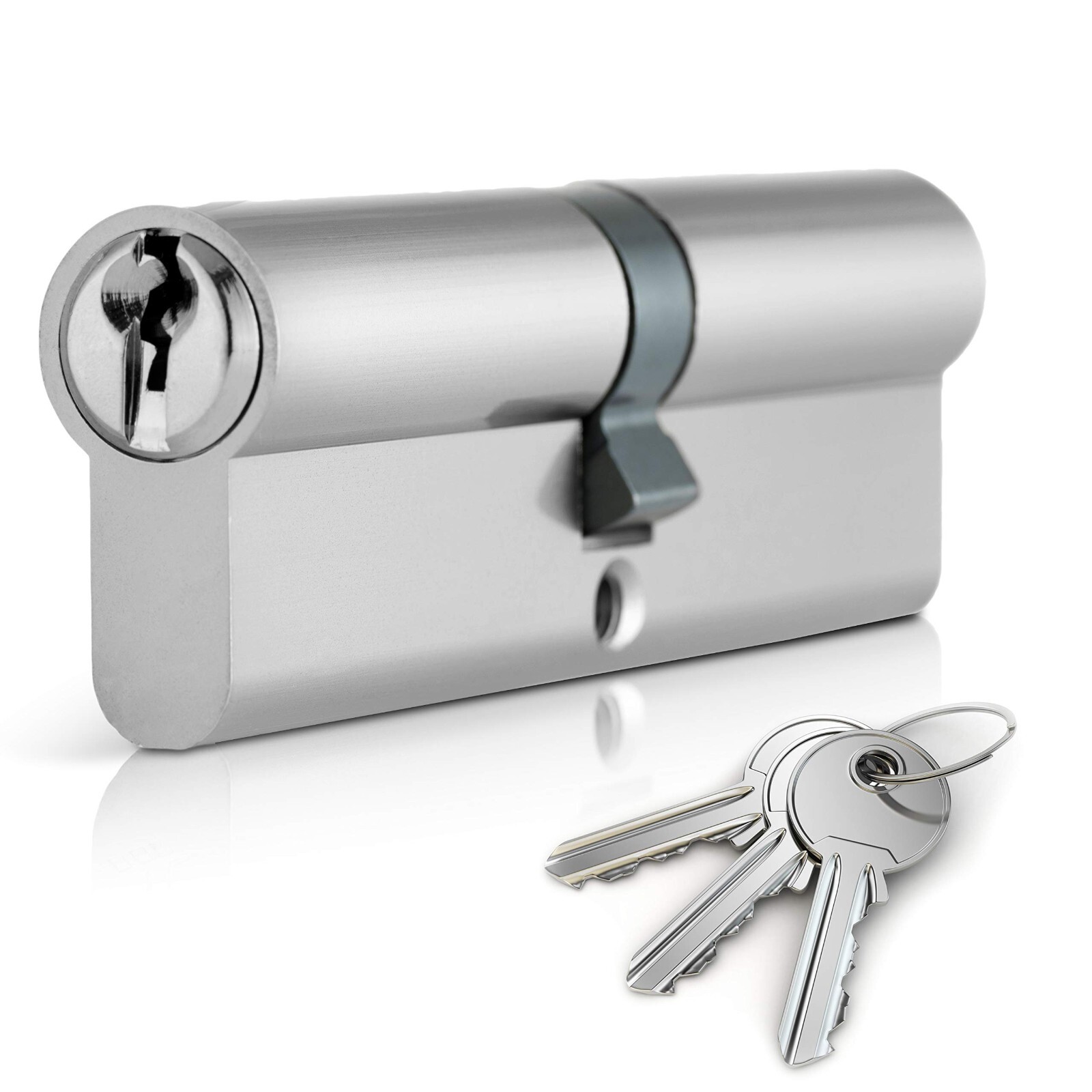 silver double euro profile cylinder lock 6 pin