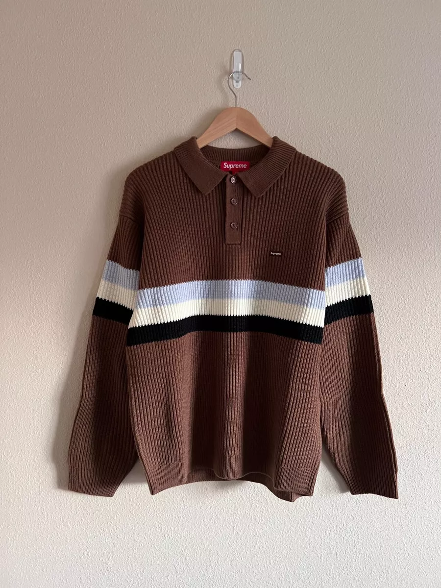 Supreme Small Box Logo Polo Sweater - Size Medium - Brown - NEW | eBay