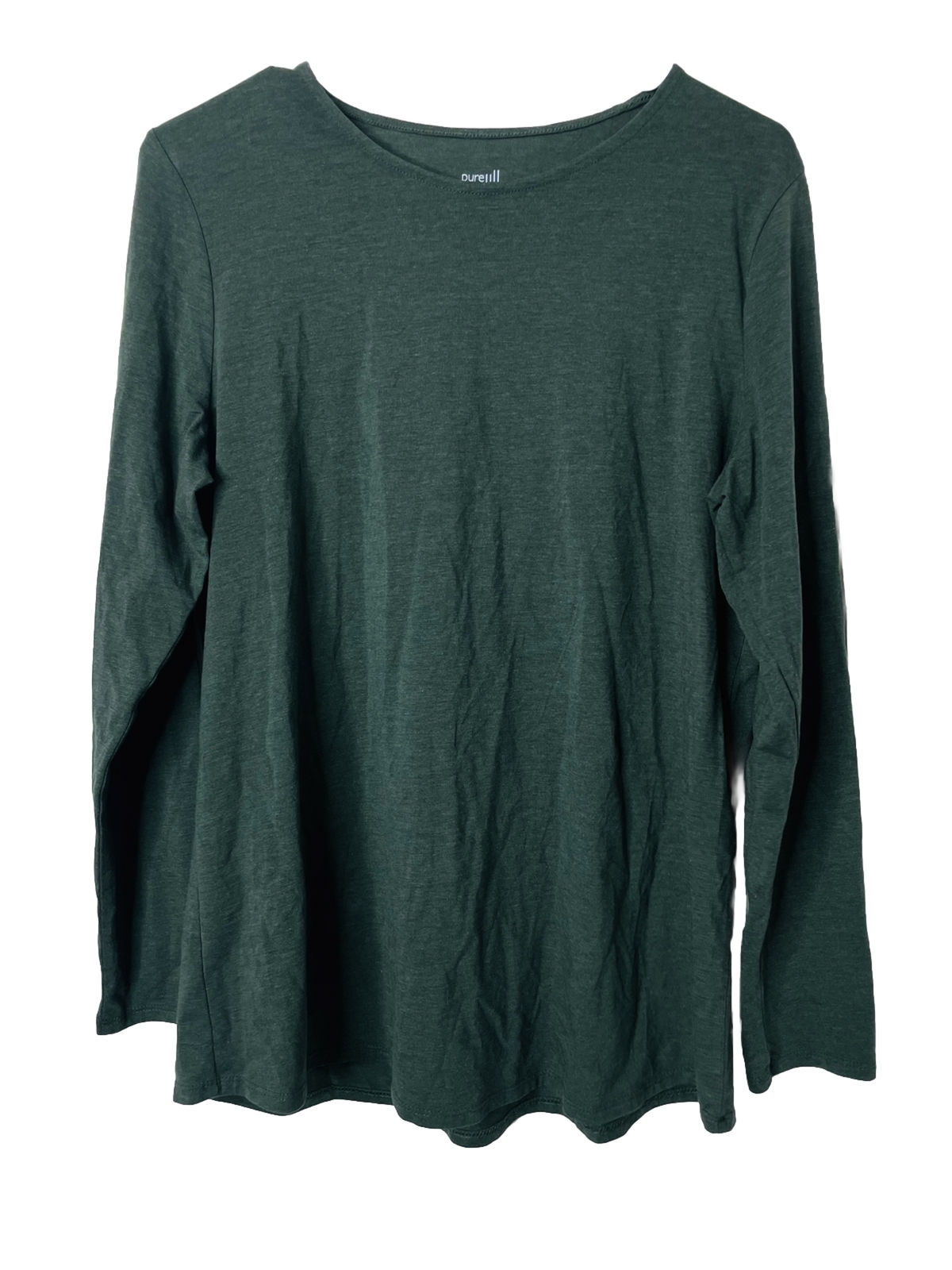 Pure Jill VNeck Stretch Pima Cotton Shirttail Tee LP Green Long Sleeve Stretch eBay