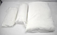 Lot of 3 Pillow Inserts Standard Size Zipper Closure For Bedding White