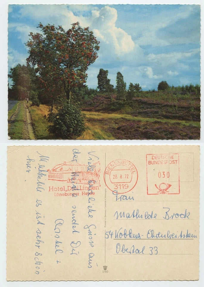 109399 - Freistempel: Hotel „Drei Linden“ - Bienenbüttel 28.8.1972 - Bild 1 von 1