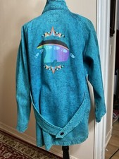 Vintage 90s Sundance Boho Heavy Denim Oversized Jacket Women Medium Made In USA