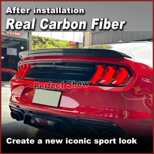 Fit For Ford Mustang Coupe 2015-2020 REAL Carbon Rear Trunk Spoiler Lid Wing - Picture 2 of 13