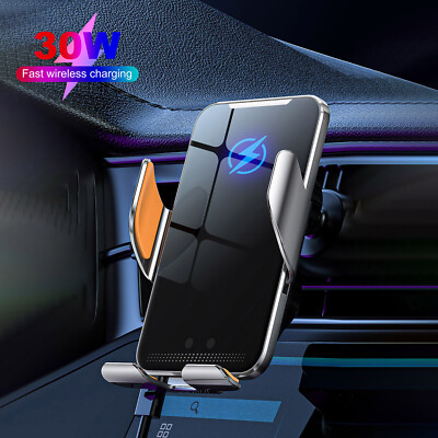 30W Automatic Clamping Wireless Car Charger Air Vent Mount Bracket For iPhone 14
