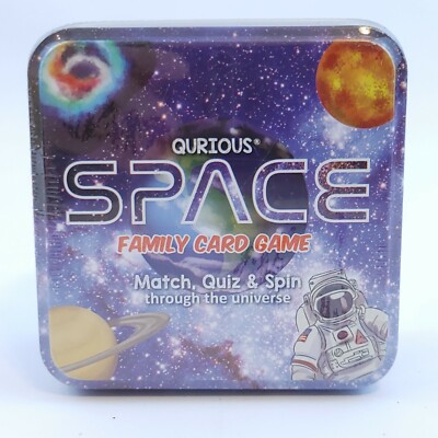 Qurious SPACE Family Card Game in Tin - Match, Quiz & Spin Through Universe STEM