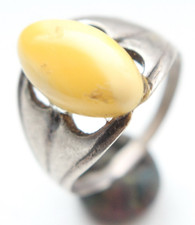 Vintage Silver Ring With Amber Baltic Decorated 2.6 gram          