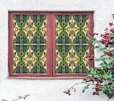 3D Green Petals A557 Window Film Print Sticker Cling Stained Glass UV Zoe