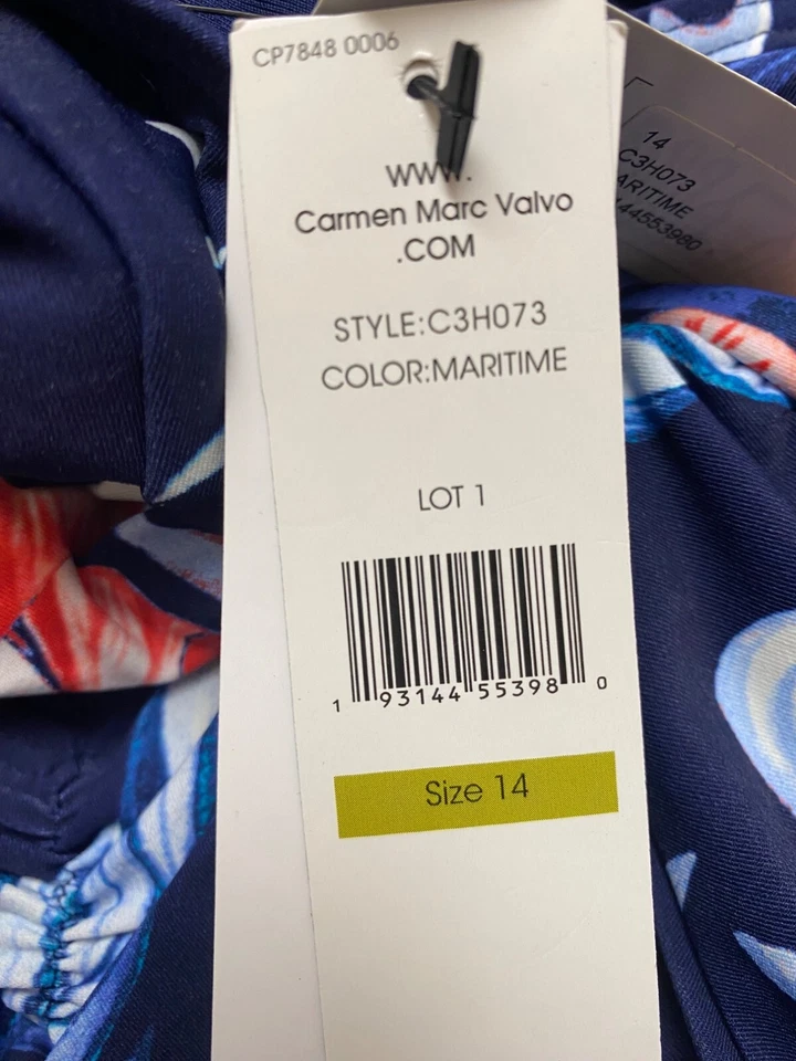 Carmen Marc Valvo Women Floral Print V Neck One Piece Swimsuit Size 14 NWT - Изображение 4 из 4