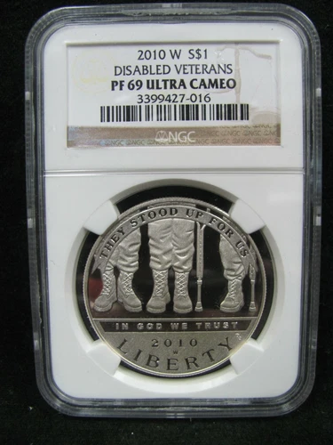 2010-W Disabled Veterans Proof Silver Dollar - NGC PF 69 Ultra Cameo