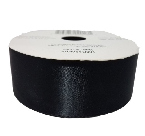 Black Satin Ribbon 1 1/2 in Roll Single Faced (about 30 ft)