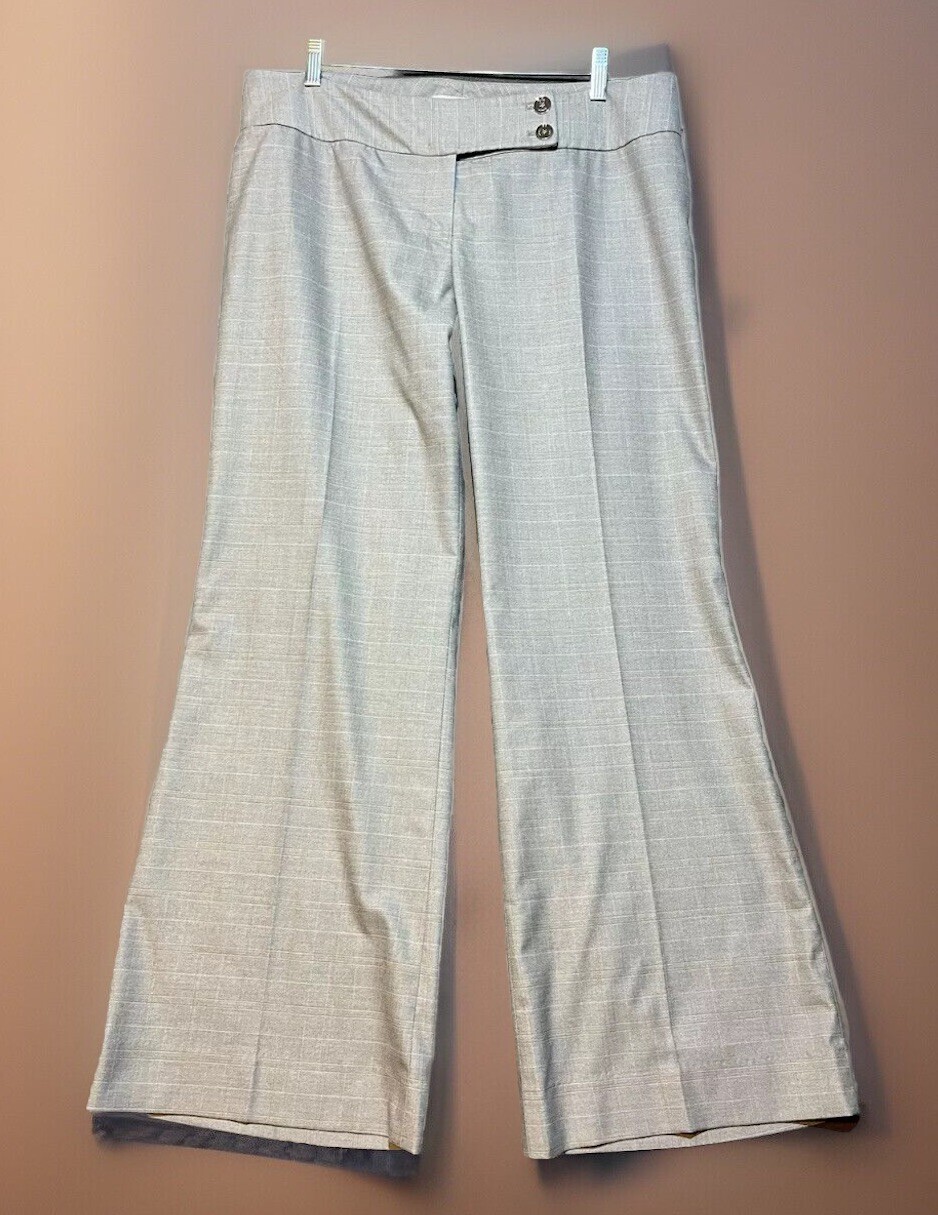 Michael Kors Dress Pants Womens 12 Beige Pinstriped Flared Office Classy City