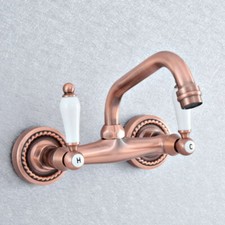 Antique Red Copper Swivel Spout Kitchen Bathroom Sink Faucet Mixer Tap 2sf881