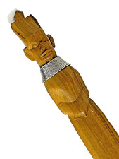 Hand Carved Wooden Ethnic Figurine Shoe Horn 14" Vintage