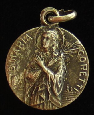 Vintage Saint Maria Goretti Medal Patron of Forgiveness Petite Medal Small Size
