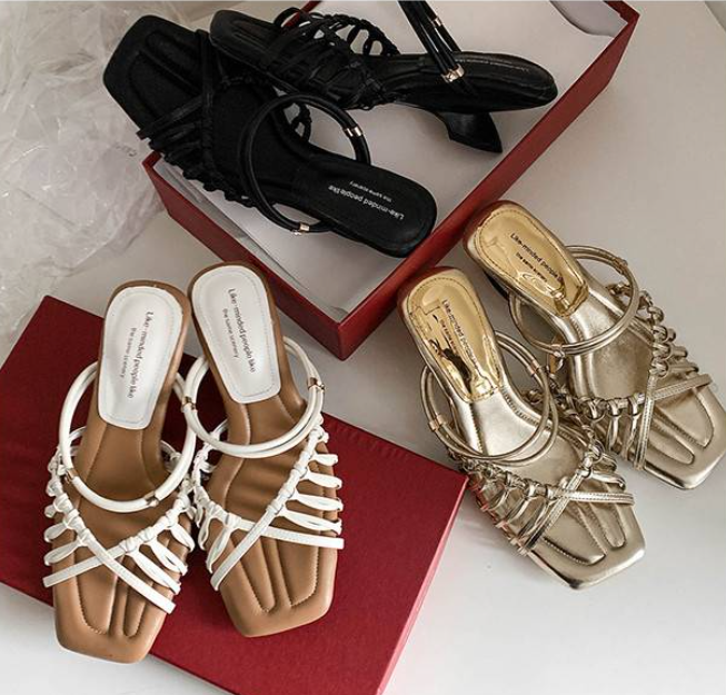 PANTOFOLA D’ORO Scarpe sandali ciabatte da spiaggia donna moda punta aperta tessuto tacco medio mules nuove senza etichette