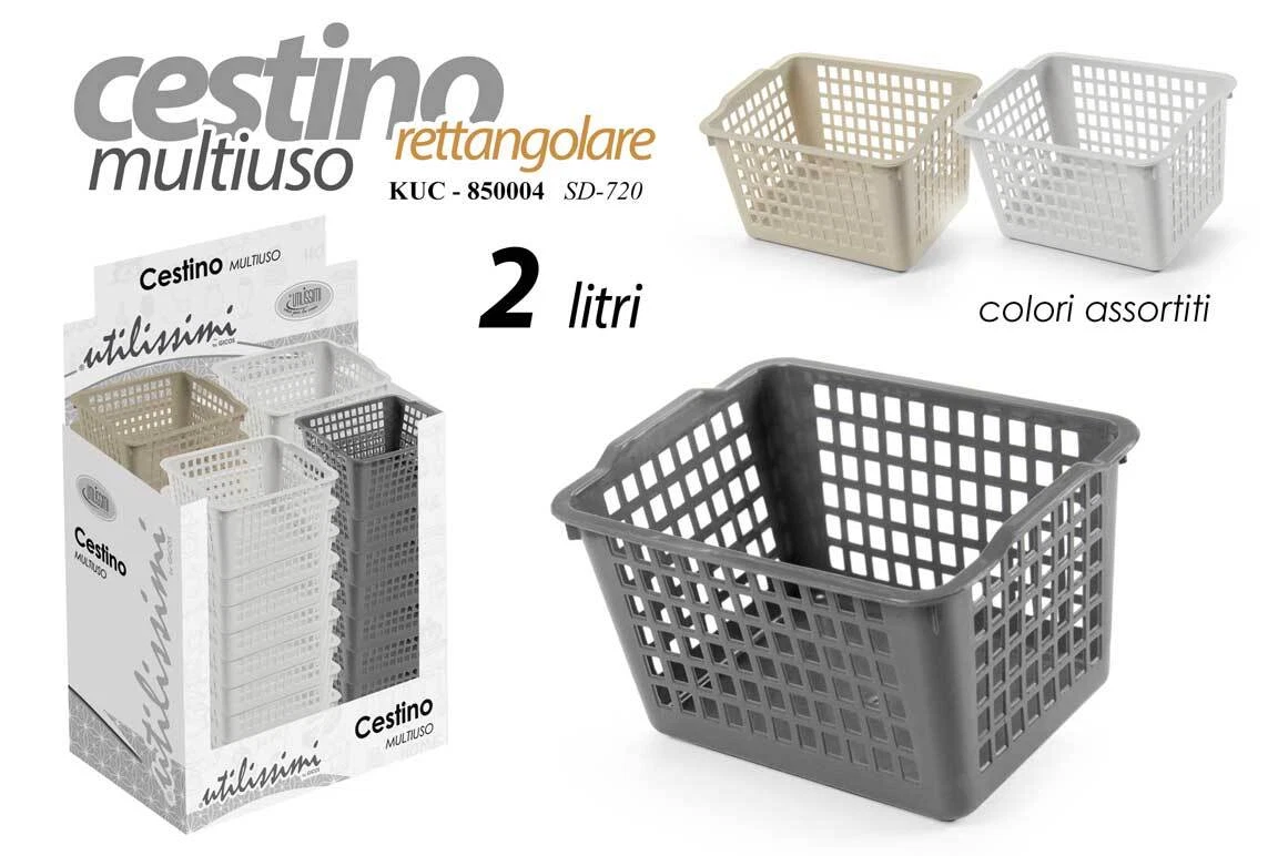 Set Di 2 Cestini Portaoggetti Impilabili Grandi – Plastica Grigia, 36x28x18 Cm, Con Manici E Rete Traspirante - 3