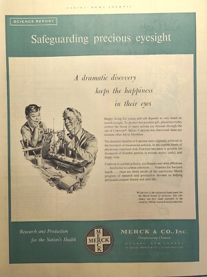 Merck Manufacturing Chemists Safeguarding Eyesight Rahway Vintage Print Ad 1952