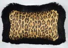 Fringed Ralph Lauren Venetian Court Leopard Fabric Custom Accent Pillow 12" x 8"