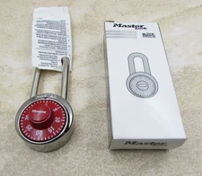 Master Lock  1502LH RED Combination Long Padlock, 2" Shackle, Red Dial, 1502