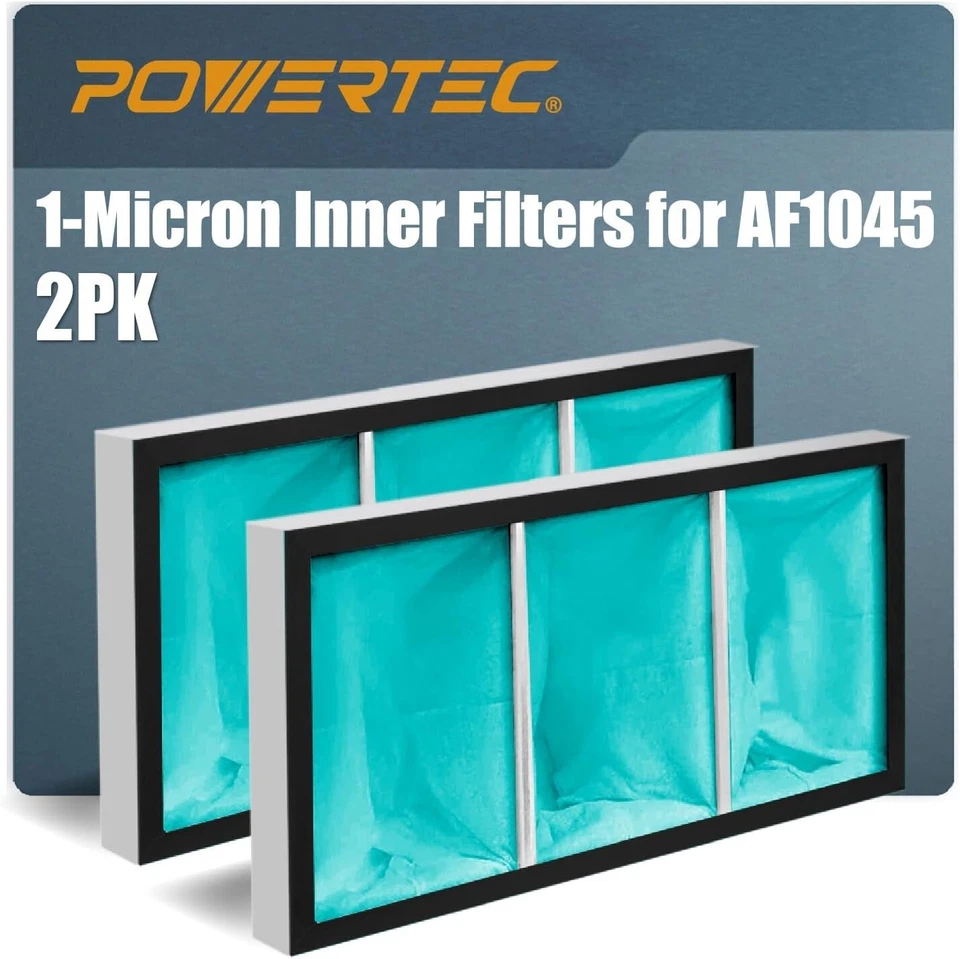 Paquete de 2 filtros de aire interiores para sistema de filtración de aire POWERTEC AF1044, 1 micra Foto 2 de 4
