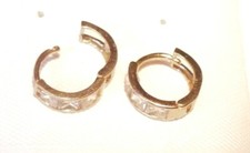 10kt Yellow Gold PRINCESS CUT CZ 9MM Baby Huggies Earrings - FREE SHIPPING